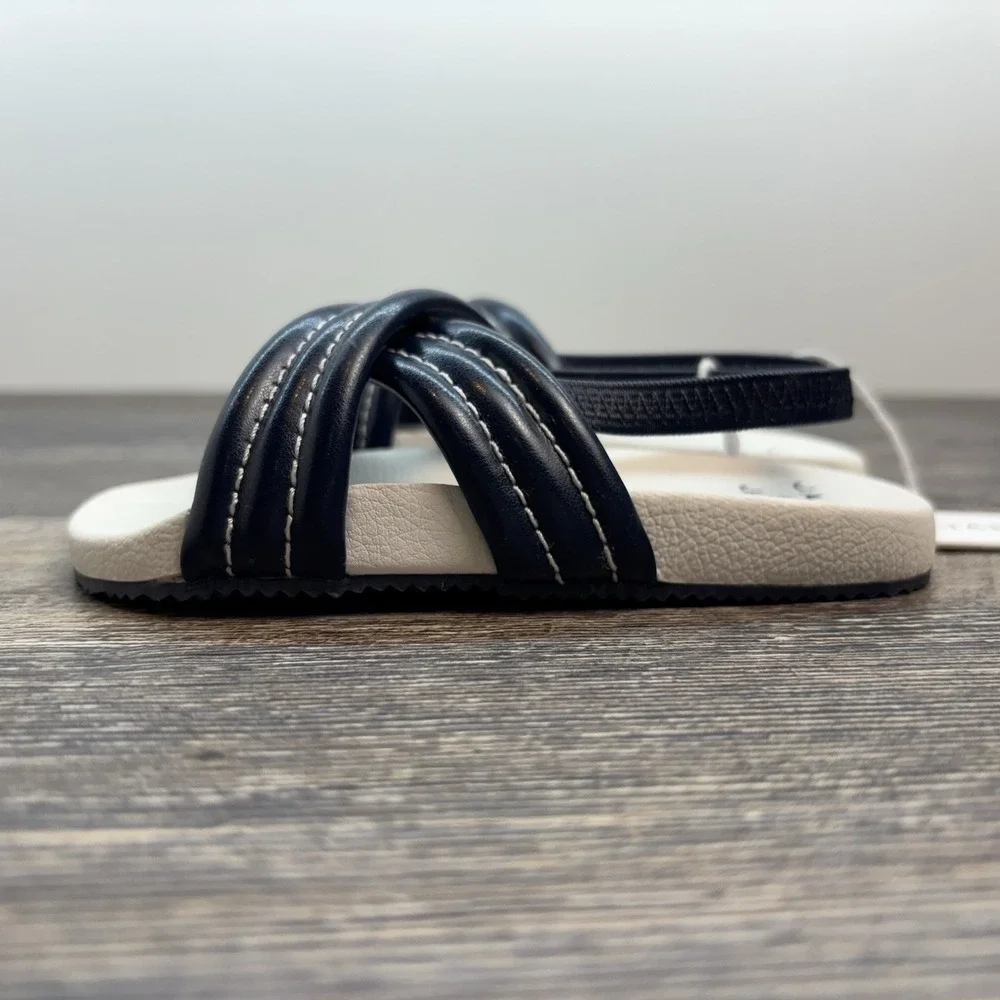 Janie and Jack Boys‎ Size 8 Cross Strap Pool Slide Kids Sandal Navy White NEW